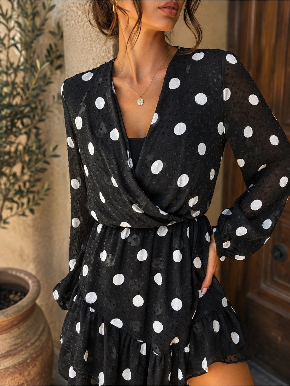 LIU.JO Milano Black and White Polka Dot Mini Dress